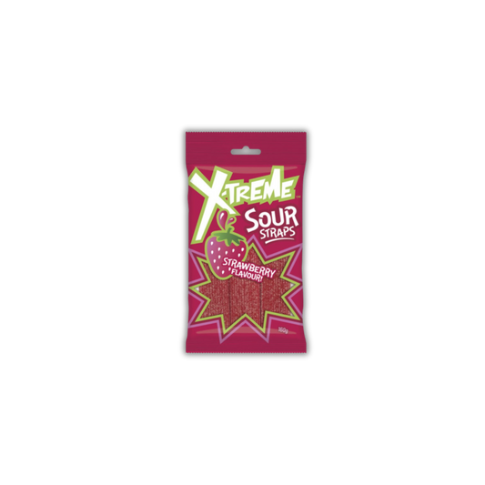 X-TREME Sour Straps Strawberry Flavour Lollies Bag